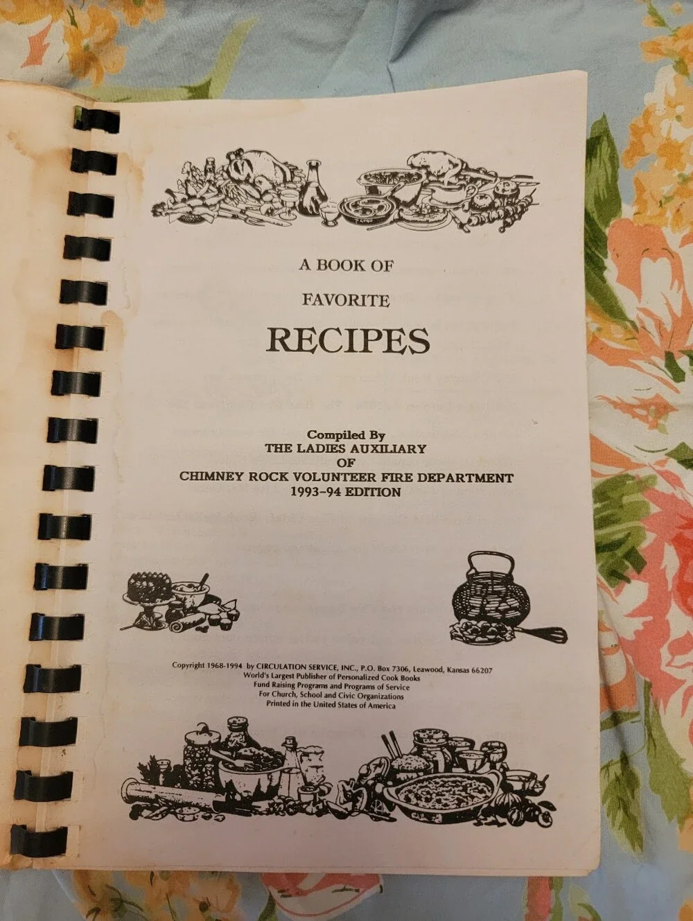 Vintage Chimney Rock Volunteer Fire Dept Ladies Auxiliary Cookbook 1993-1994